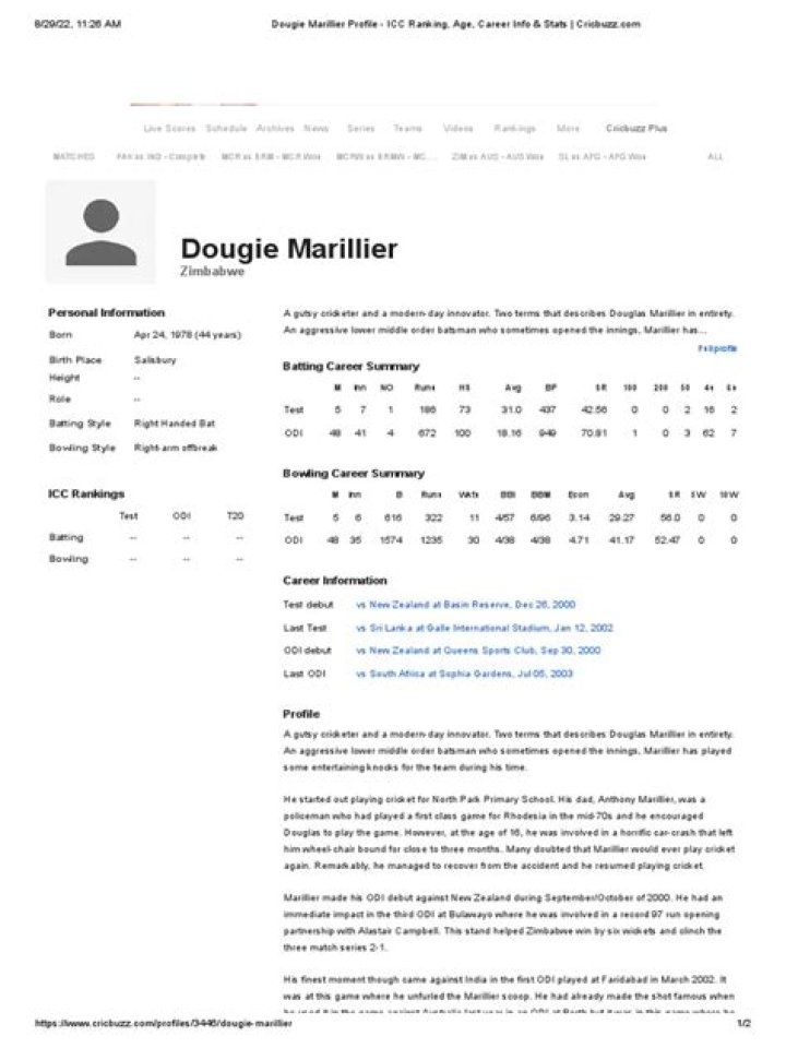 Dougie Marillier’s biography, net worth, fact, career, awards and life story
