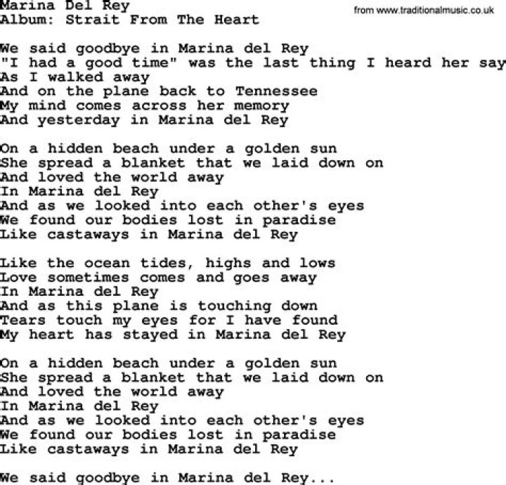 George Strait’s
Marina Del Rey Lyrics
