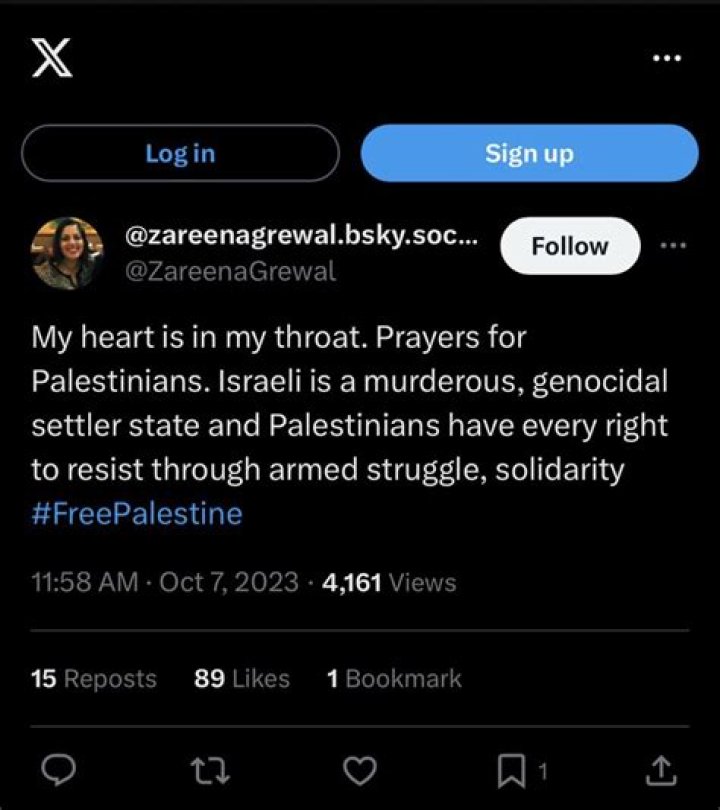 Who is Zareena Grewal? Yale professor supports Hamas on Twitter
